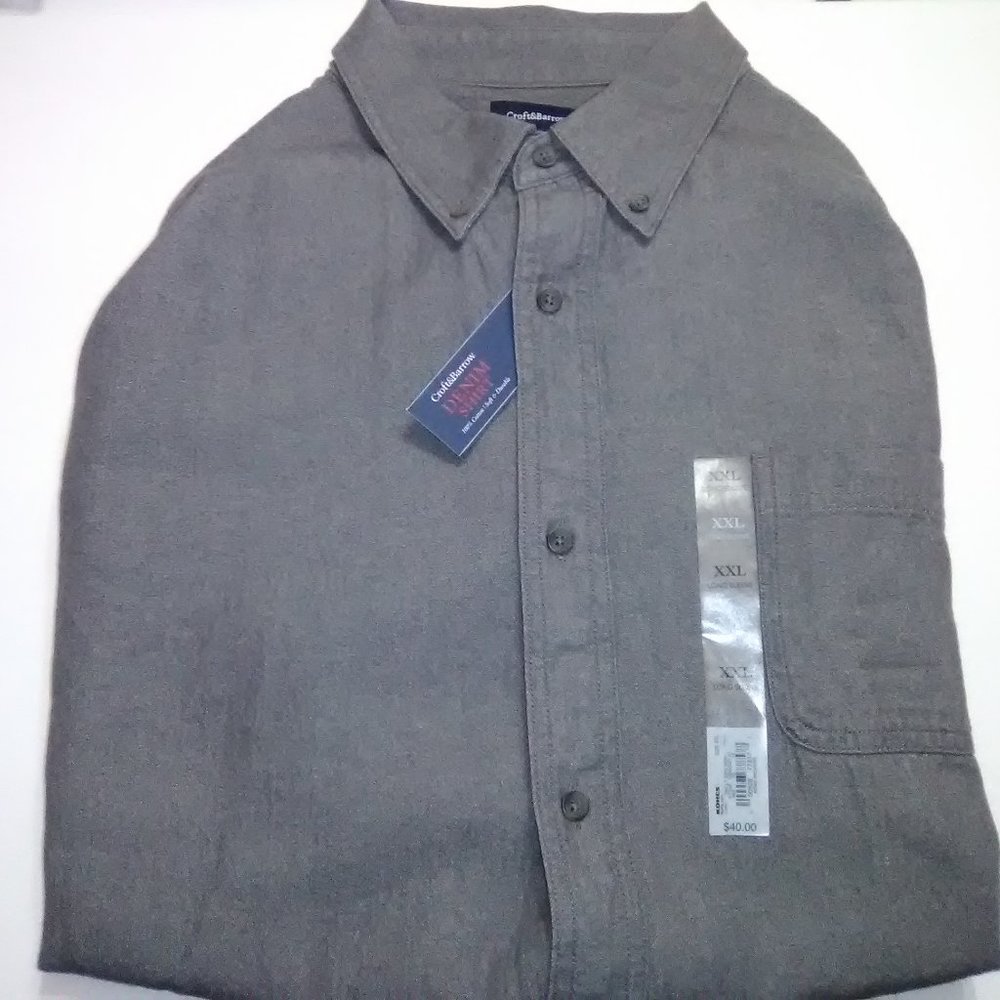 Mens Croft and Barrow XXL Gray Dress Shirt